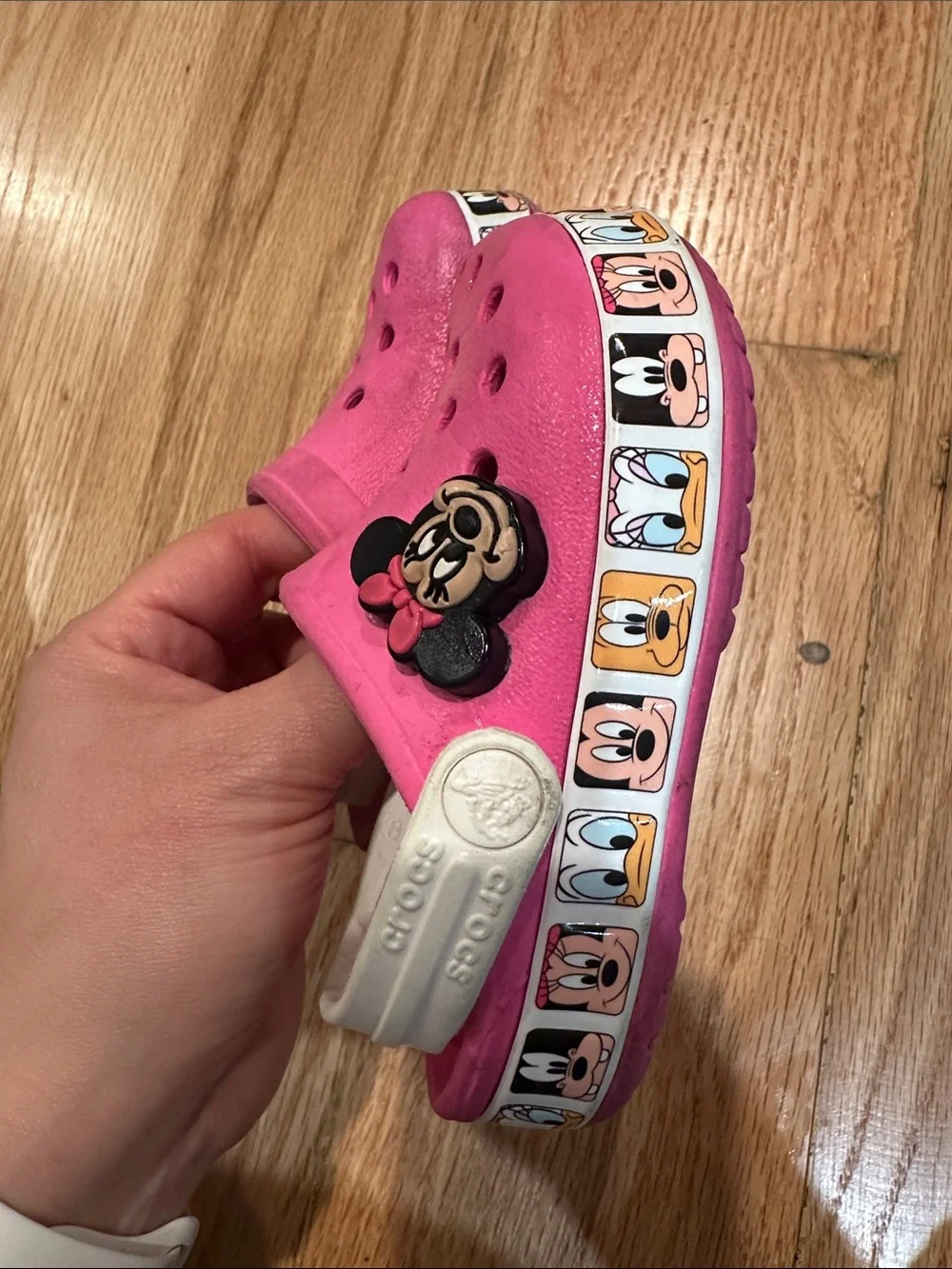 Disney Pink Minnie Mouse Kids Clog Sandals with White Strap